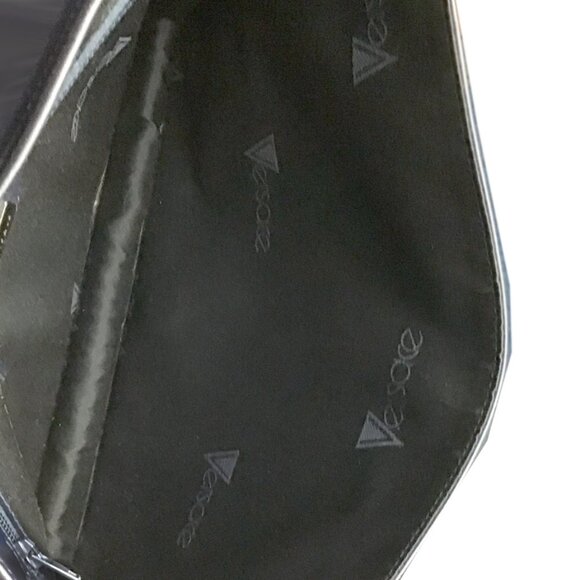 Gianni Versace Vintage Black Ribbed Leather Convertible Shoulder Bag - Picture 11 of 15